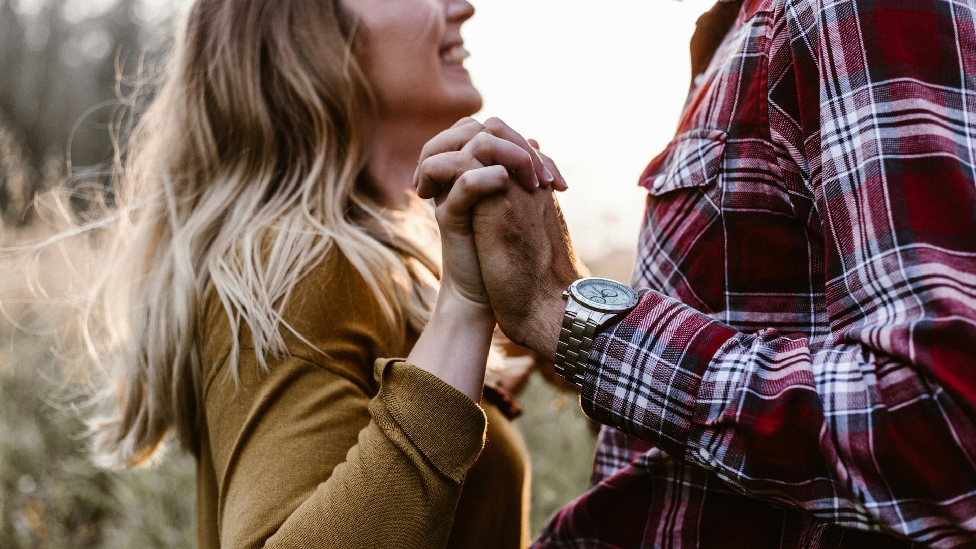 Couple holding hands and reconnecting