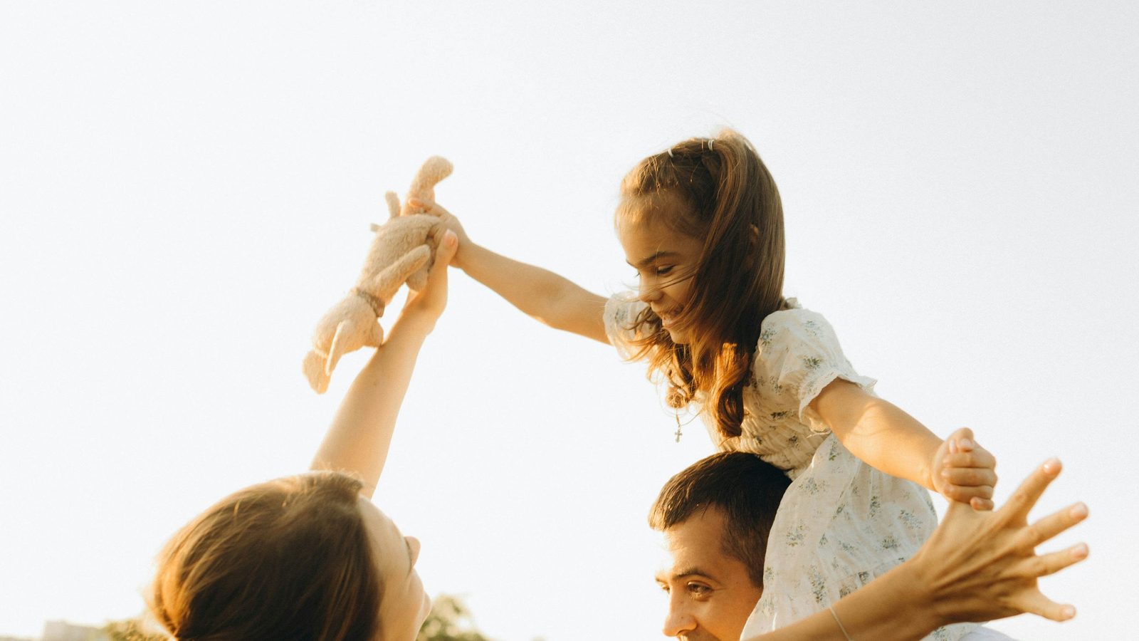 Family reconnecting outdoors